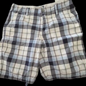 Express Men's Checkered Shorts - Black, Blue, and White